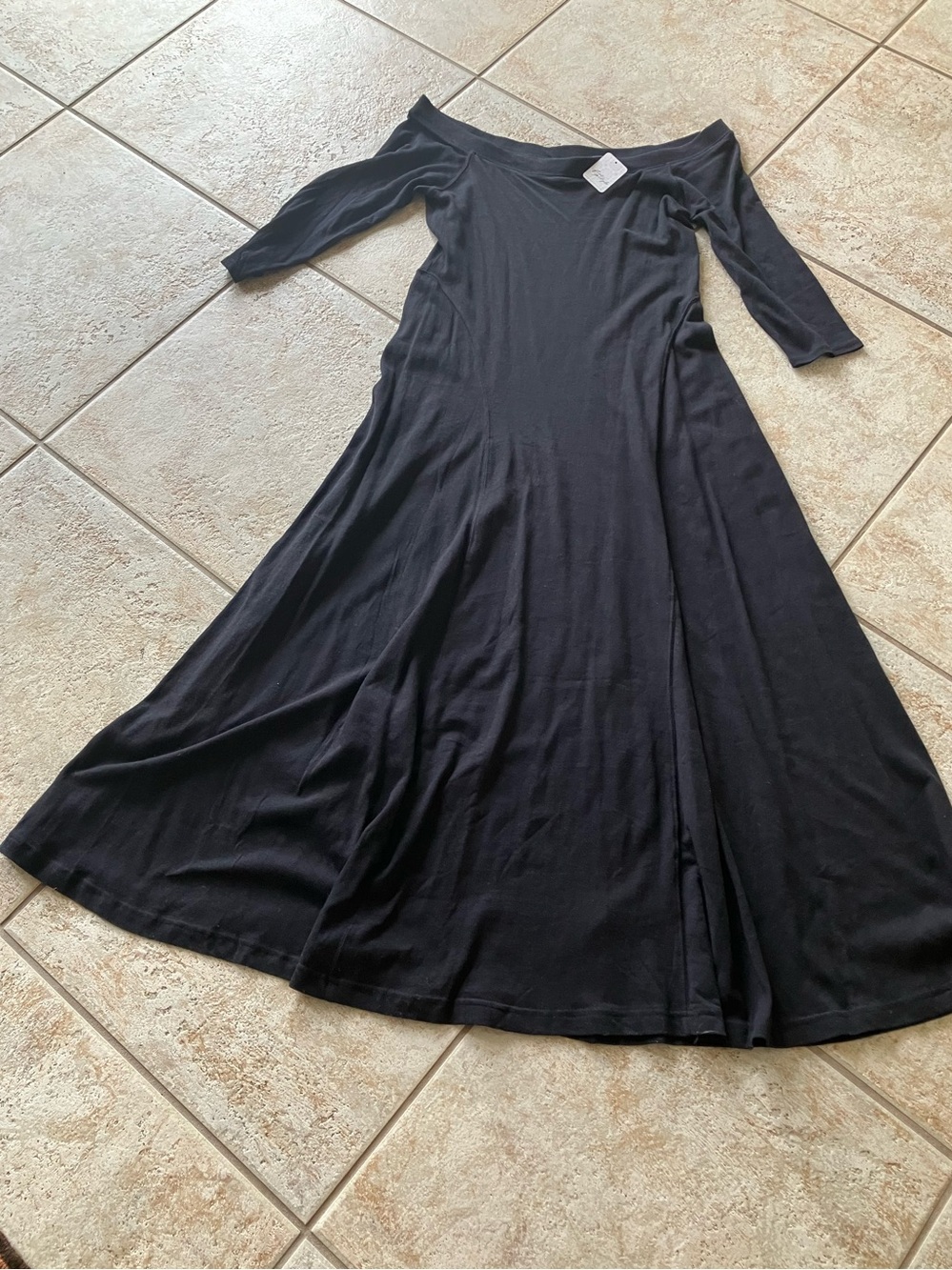 Free People Classic Black Off-Shoulder Fit and Flare A-Line Dress NWT